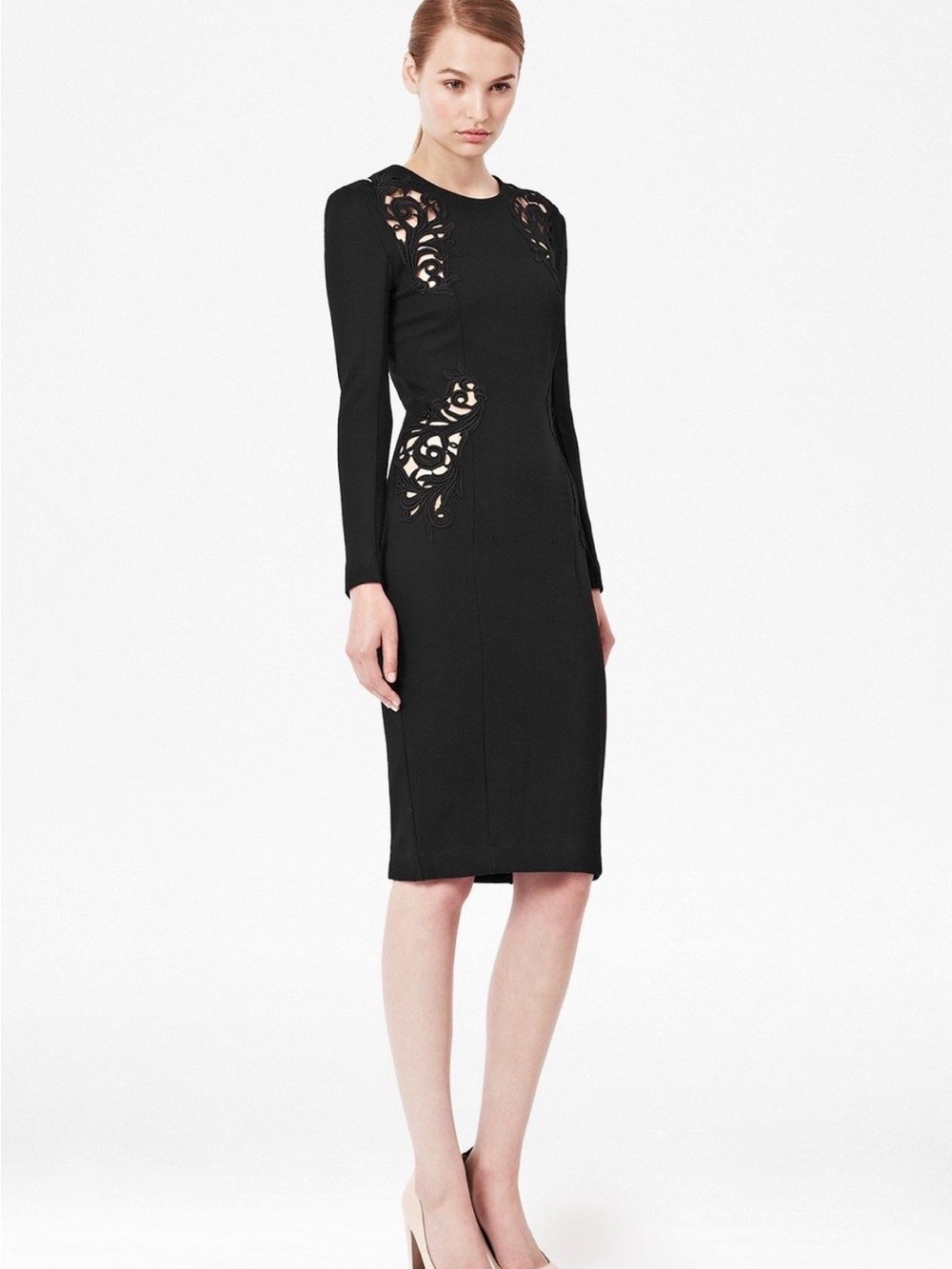 French Connection Women's Black Long Sleeve Cutout Dress